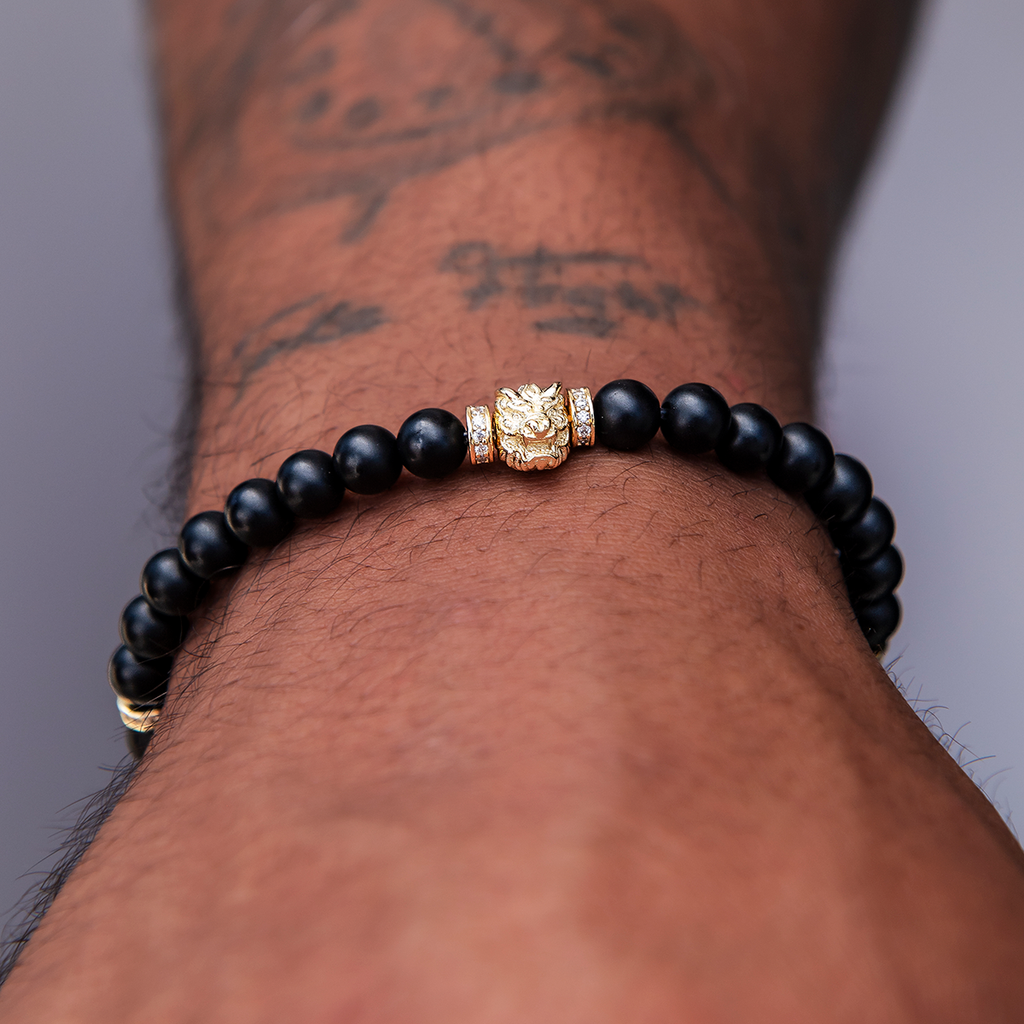 Dragon Beaded Bracelet in Yellow Gold