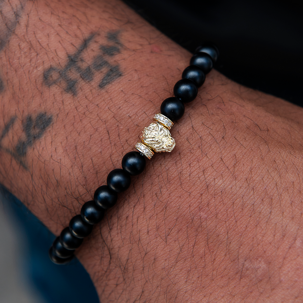 Dragon Beaded Bracelet in Yellow Gold