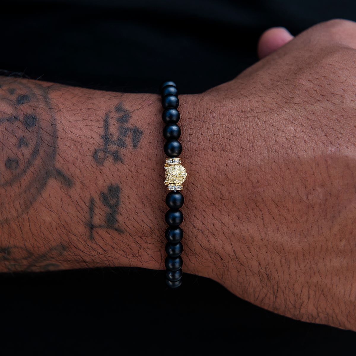 Bear Beaded Bracelet in Yellow Gold