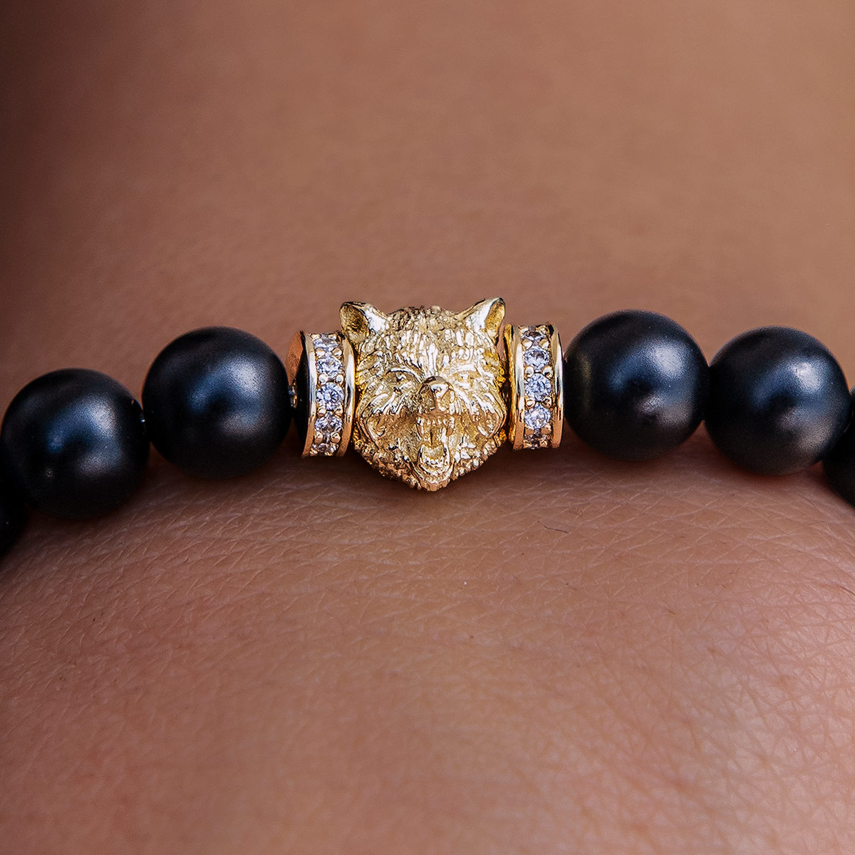 Bear Beaded Bracelet in Yellow Gold