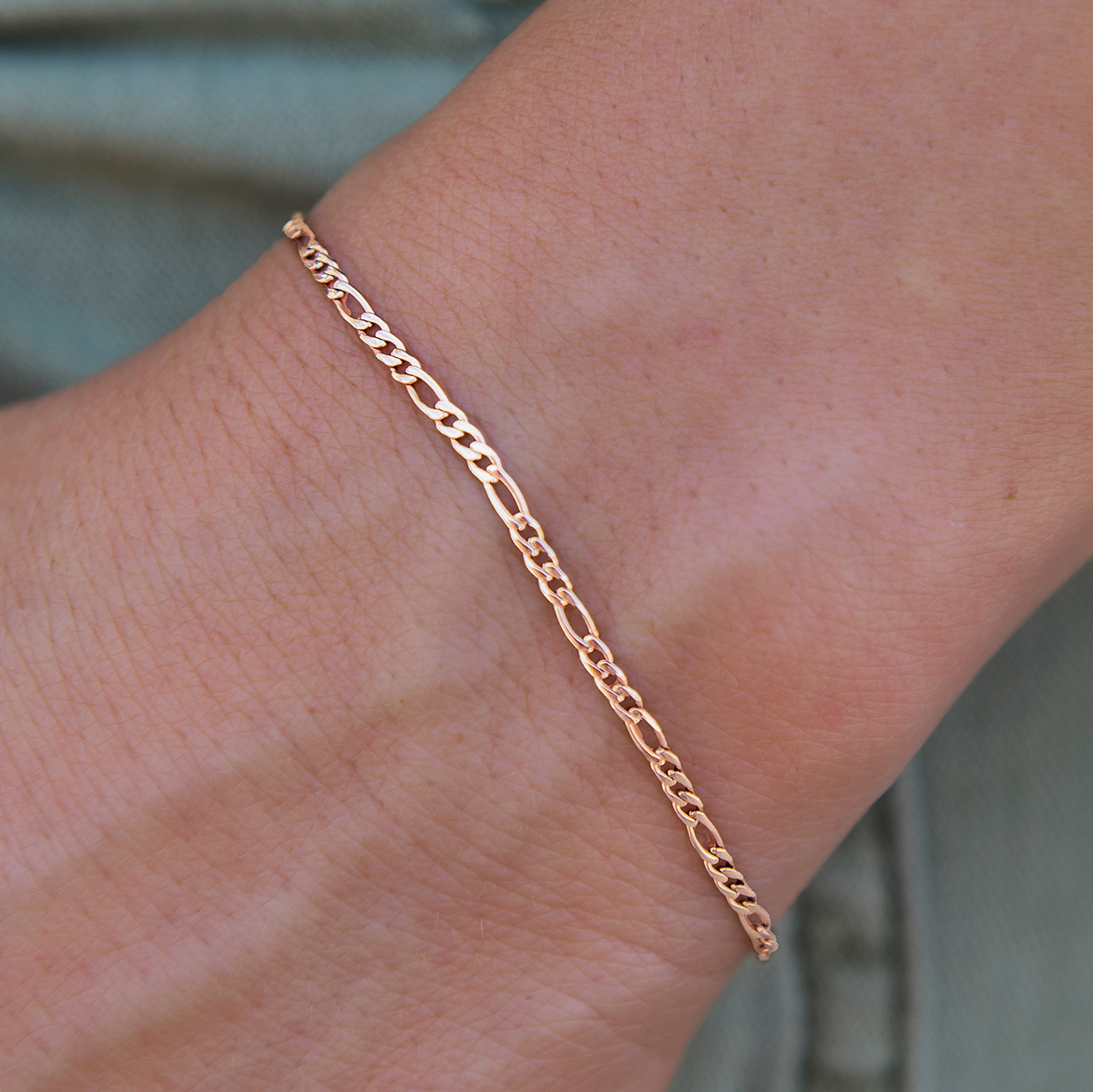 Figaro Bracelet in Rose Gold- 2mm