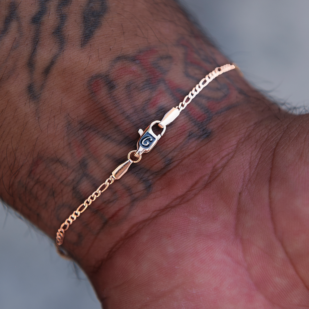 Figaro Bracelet in Rose Gold- 2mm