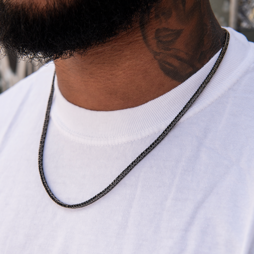 GLD Diamond Tennis Chain in Black- 2mm