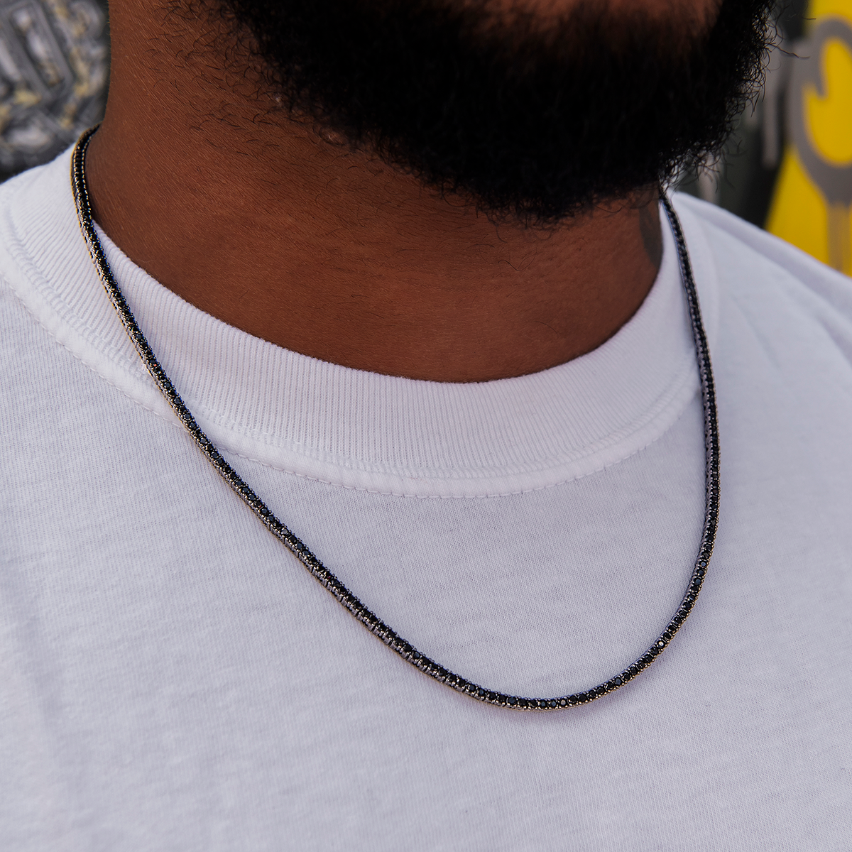 GLD Diamond Tennis Chain in Black- 2mm
