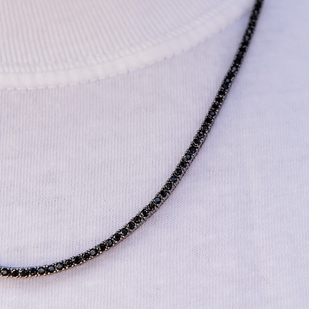Diamond Tennis Chain in Black- 2mm