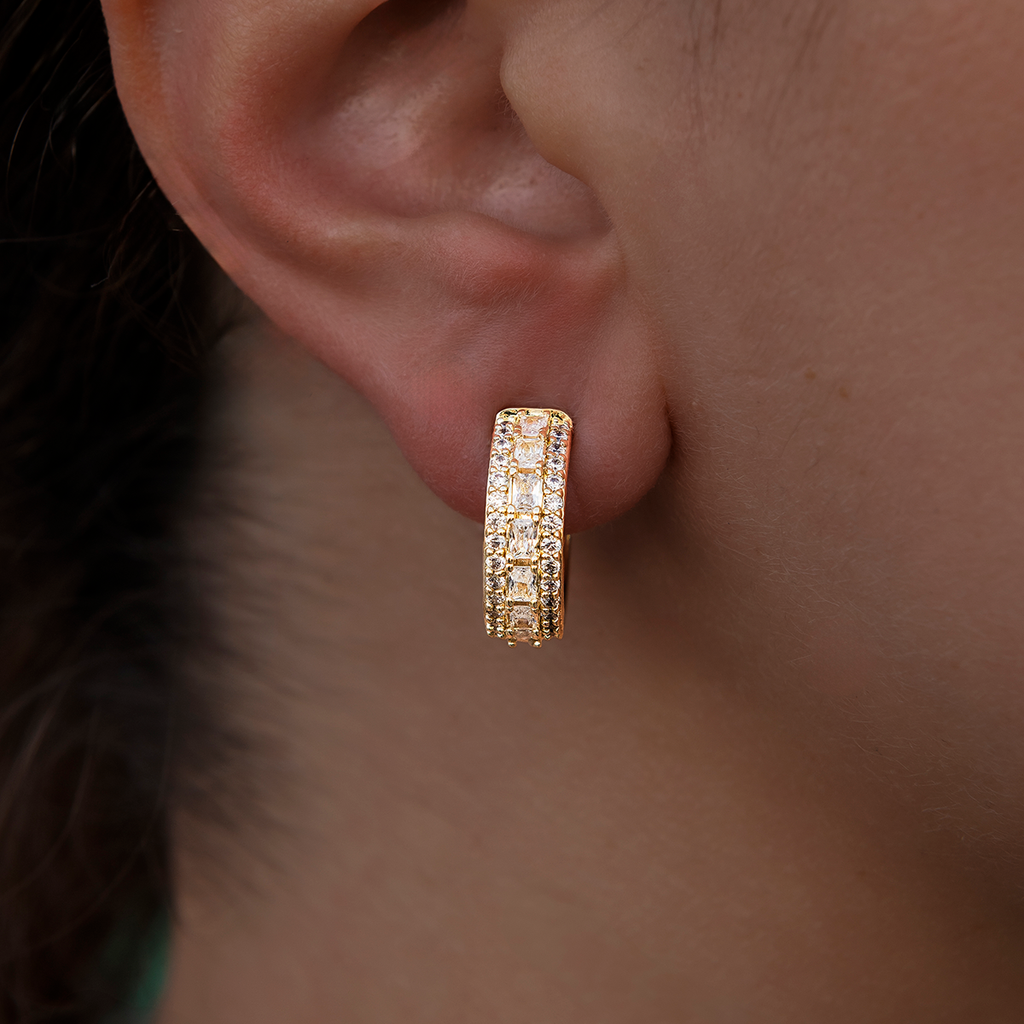 GLD Multi-Layer Band Hoop Earrings in Yellow Gold