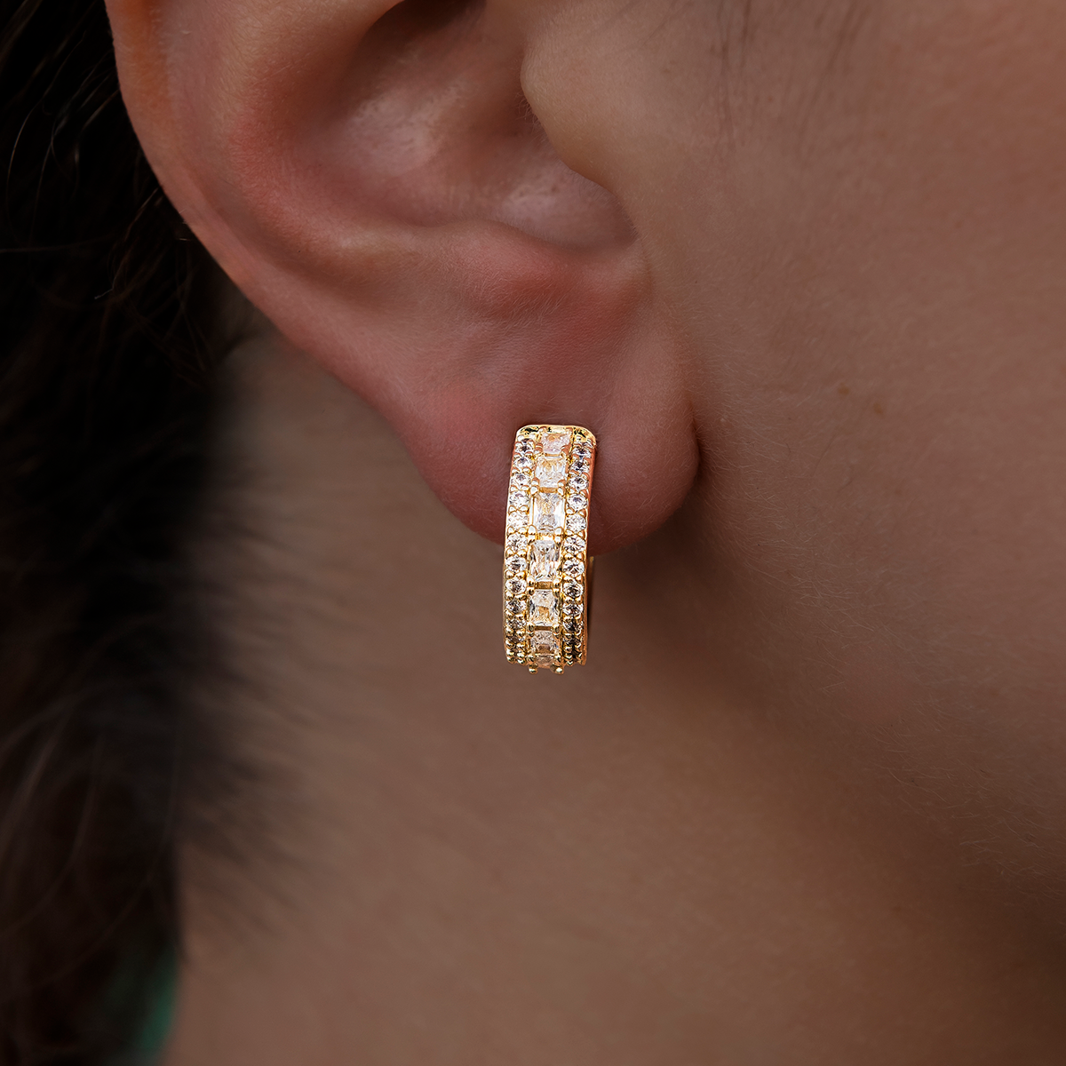 GLD Multi-Layer Band Hoop Earrings in Yellow Gold