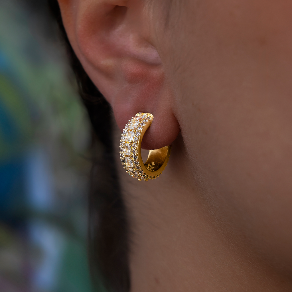 GLD Multi-Layer Band Hoop Earrings in Yellow Gold