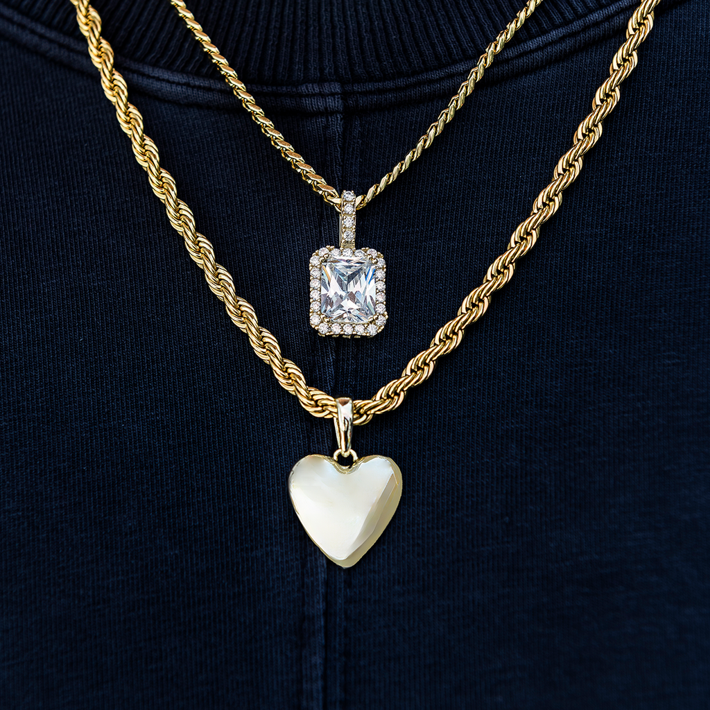 Stone and Heart Set in Yellow Gold