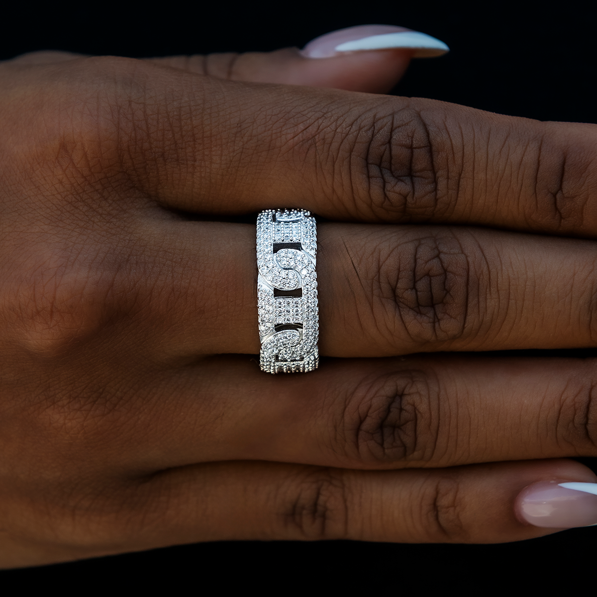 Flat Pavé Valentina Ring in White Gold Vermeil