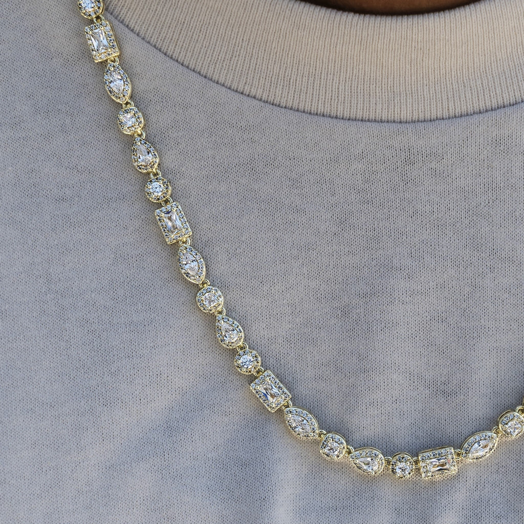 Mixed Diamond Pave Chain in Yellow Gold