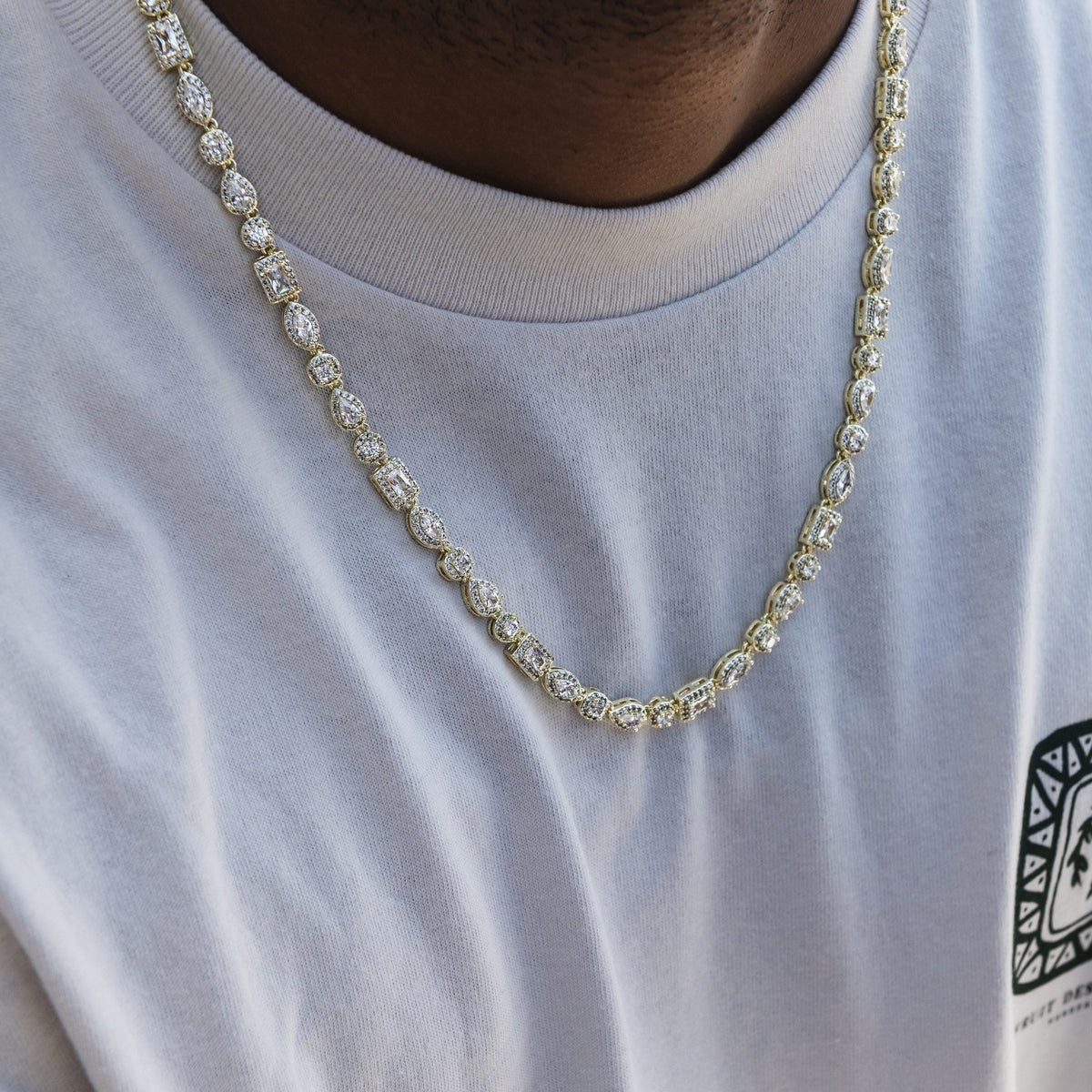 Mixed Diamond Pave Chain in Yellow Gold