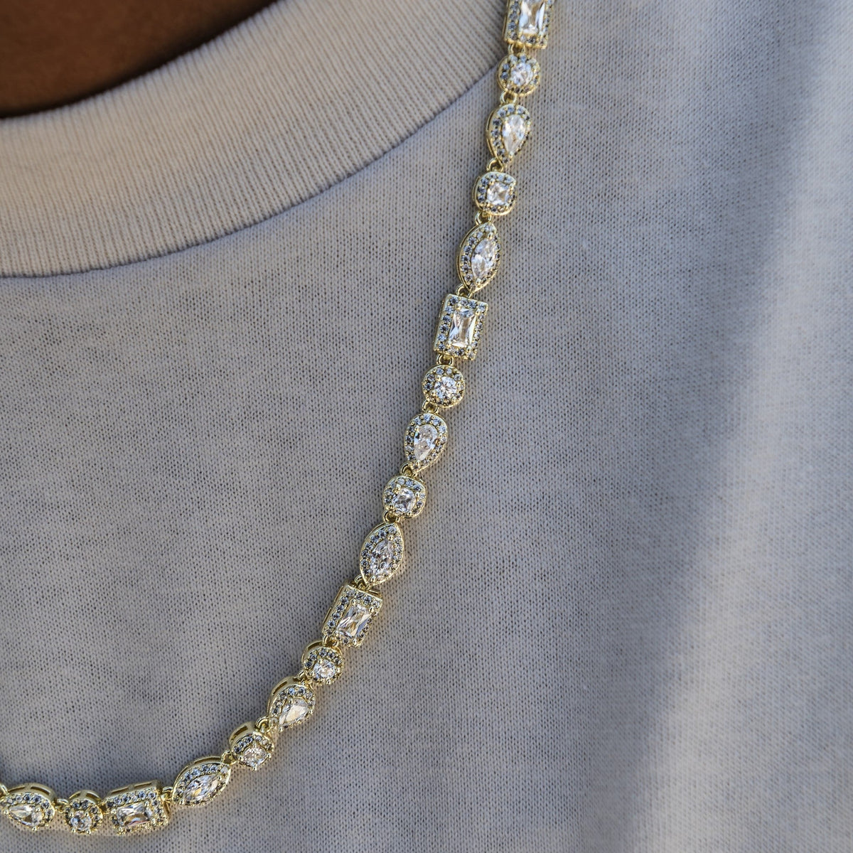 Mixed Diamond Pave Chain in Yellow Gold