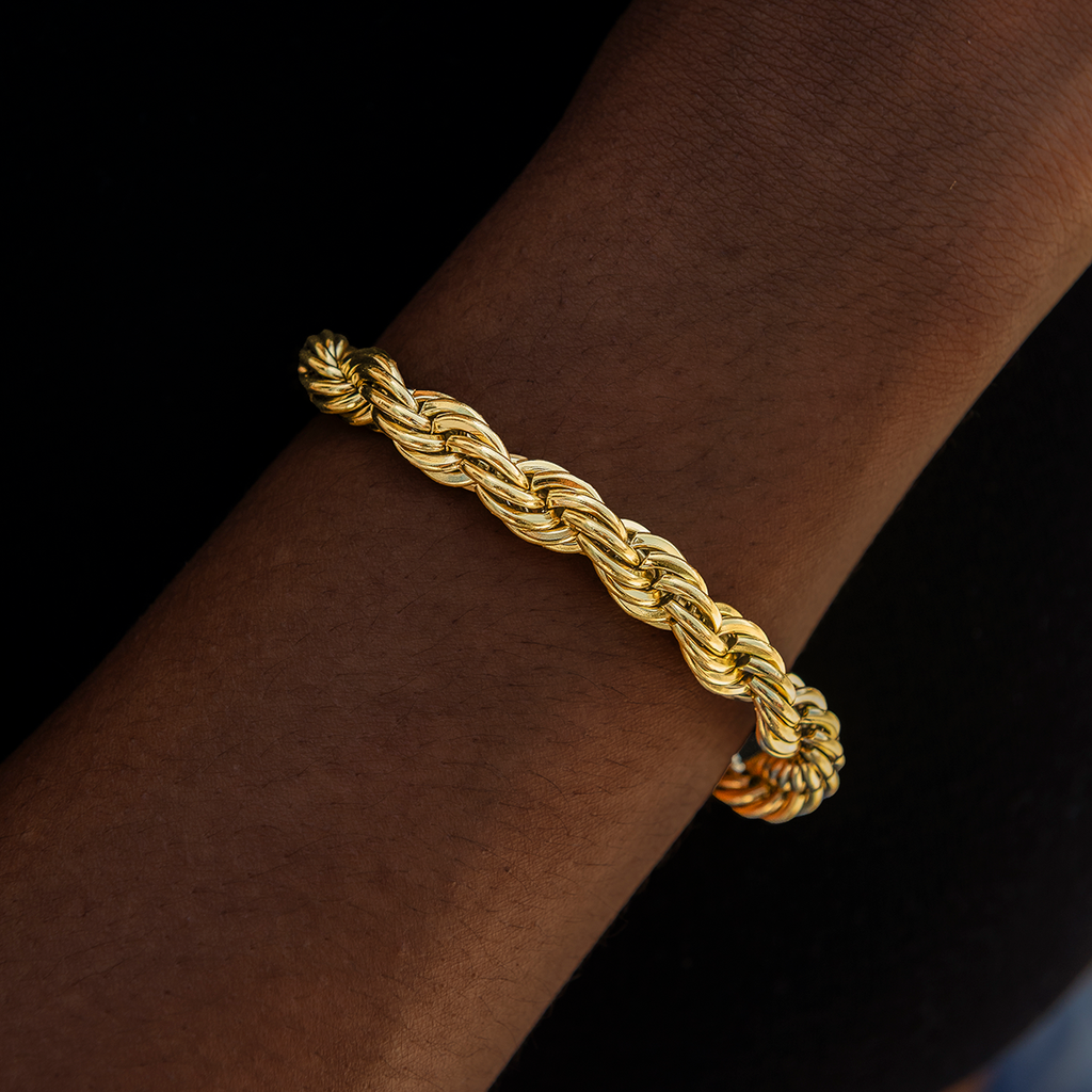 GLD 8MM Rope Chain Bracelet in Yellow Gold