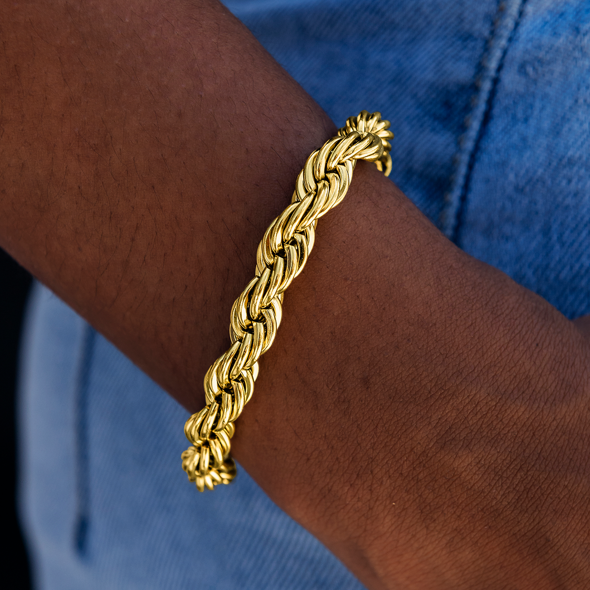 GLD 8MM Rope Chain Bracelet in Yellow Gold