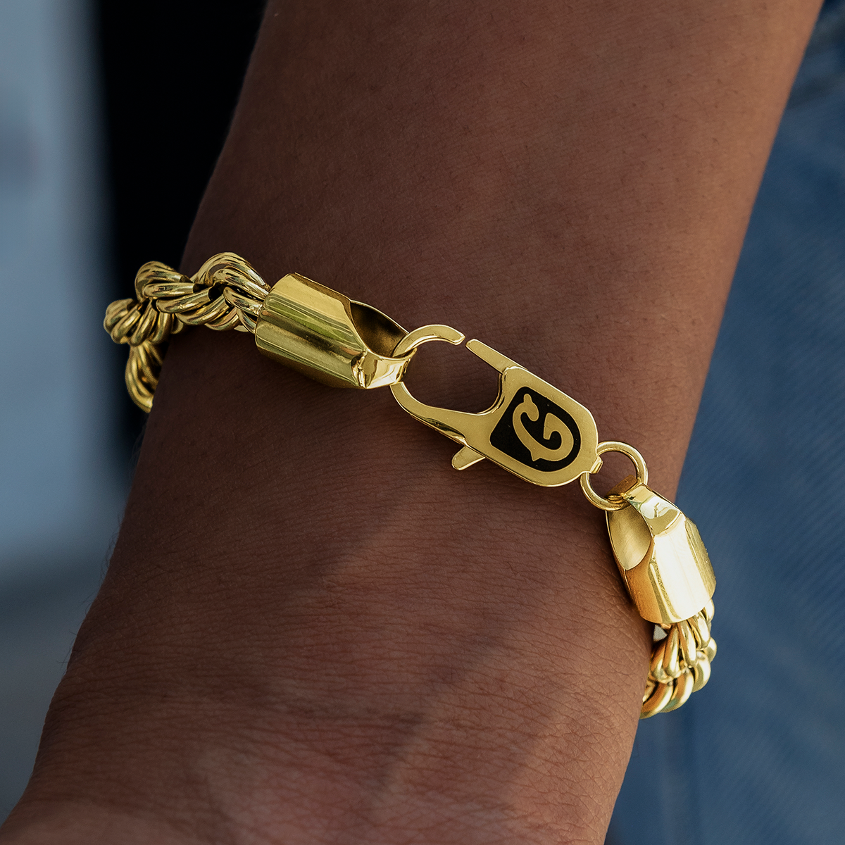 GLD 8MM Rope Chain Bracelet in Yellow Gold