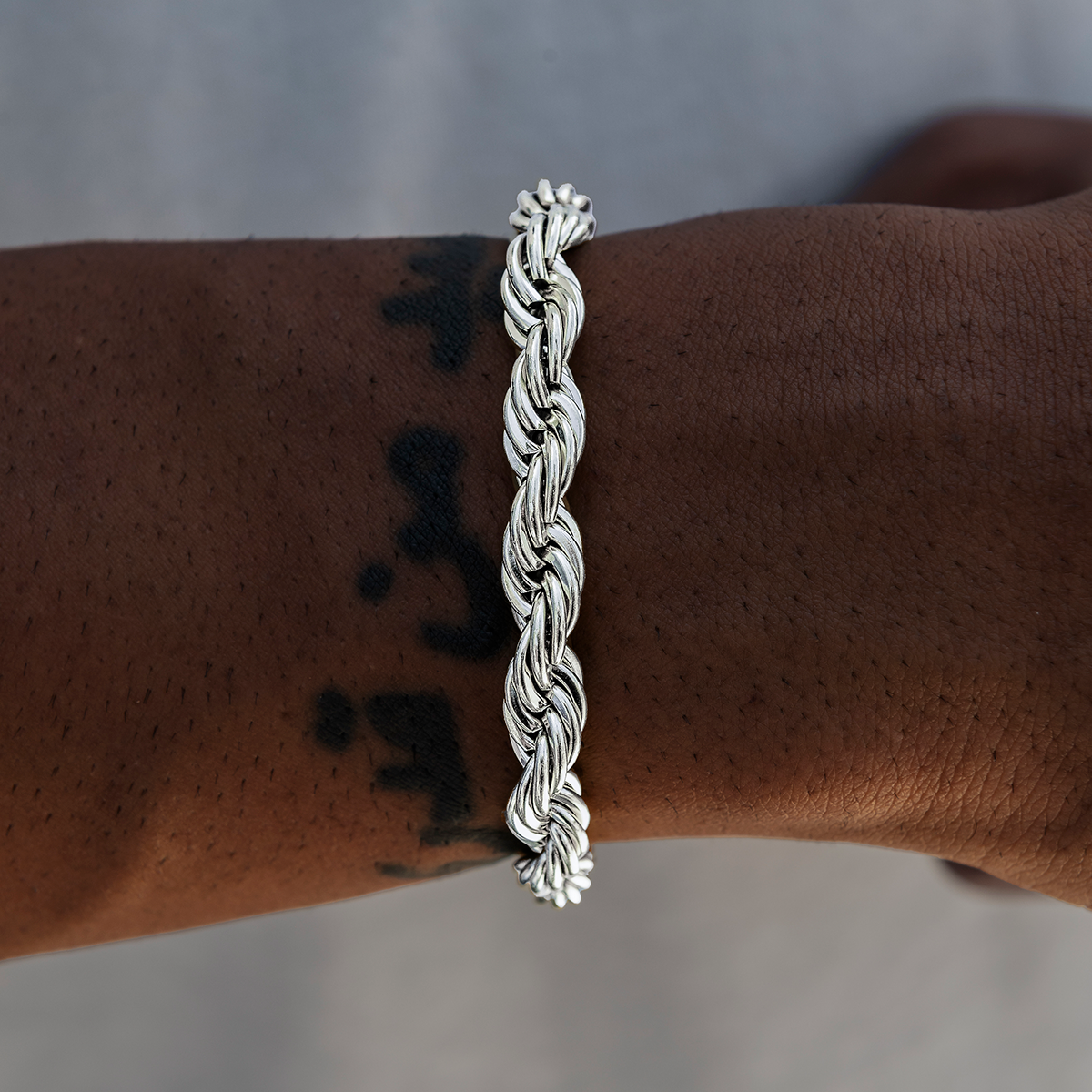 GLD 8MM Rope Chain Bracelet in White Gold