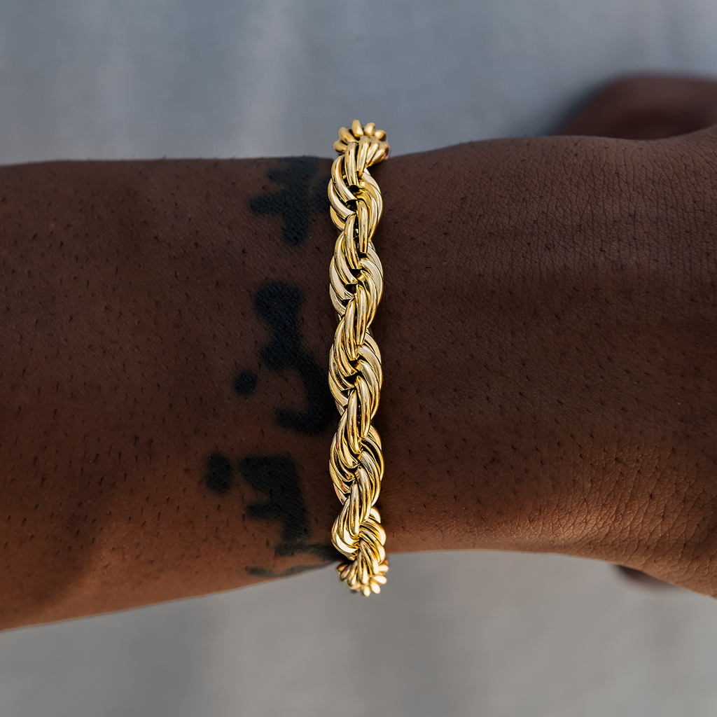GLD 8MM Rope Chain Bracelet in Yellow Gold