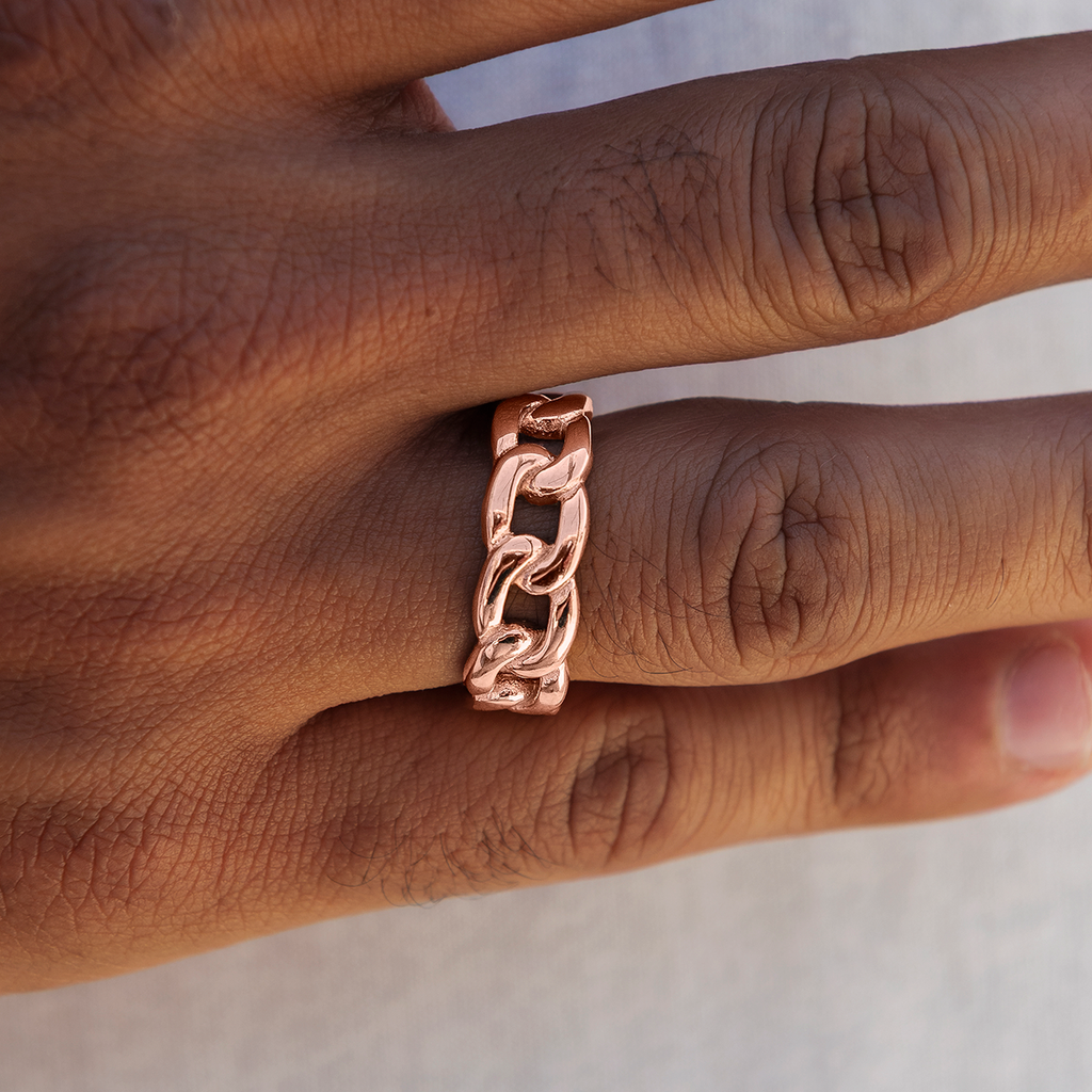 Cuban Band Ring in Rose Gold