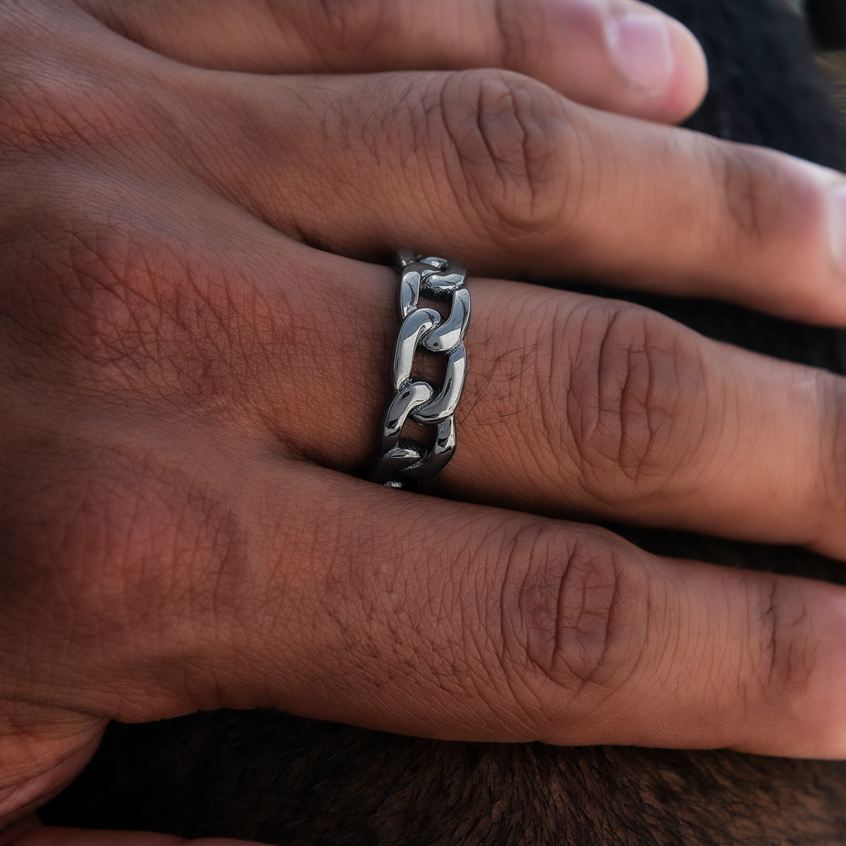 Cuban Band Ring in Matte Black