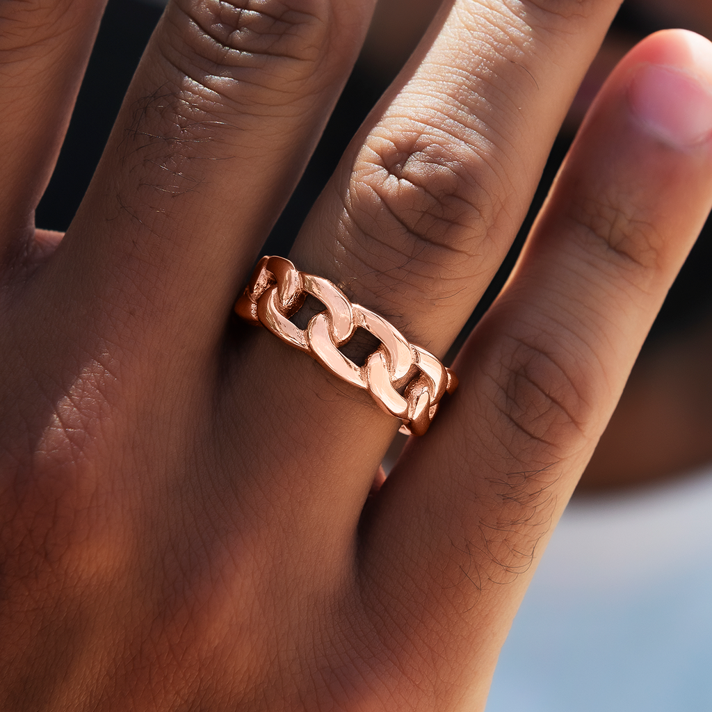 Cuban Band Ring in Rose Gold