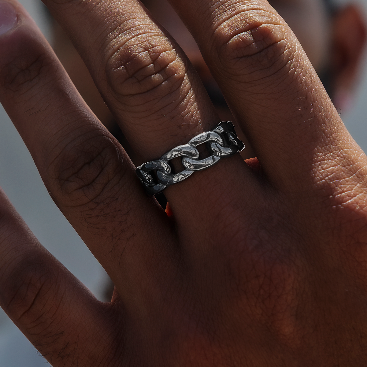 Cuban Band Ring in Matte Black