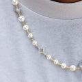 Iced Beaded Pearl Chain in Yellow Gold