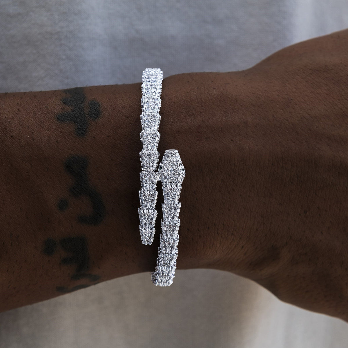 Diamond Snake Bracelet in White Gold