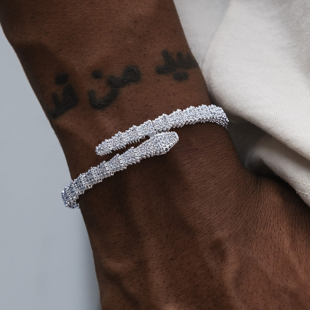 Diamond Snake Bracelet in White Gold