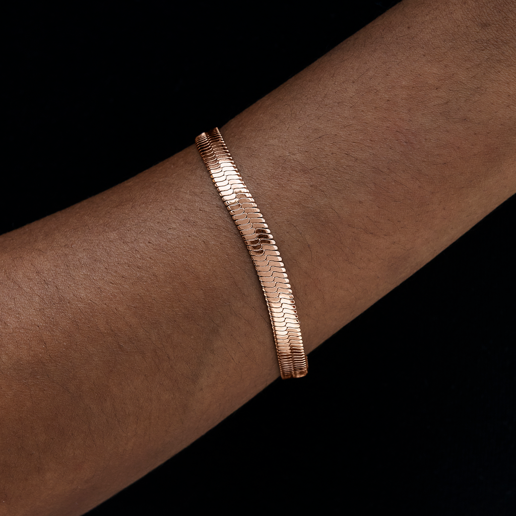 Herringbone Bracelet in Rose Gold - 6mm