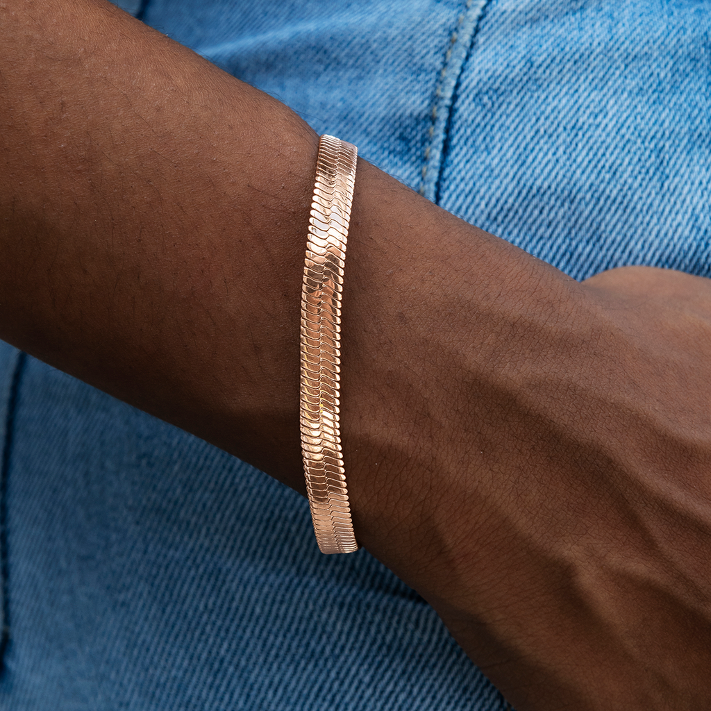 Herringbone Bracelet in Rose Gold - 6mm