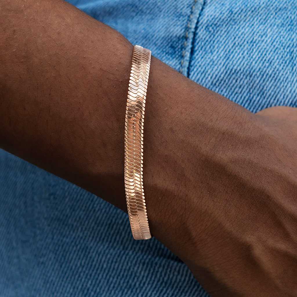 Herringbone Bracelet in Rose Gold - 8mm