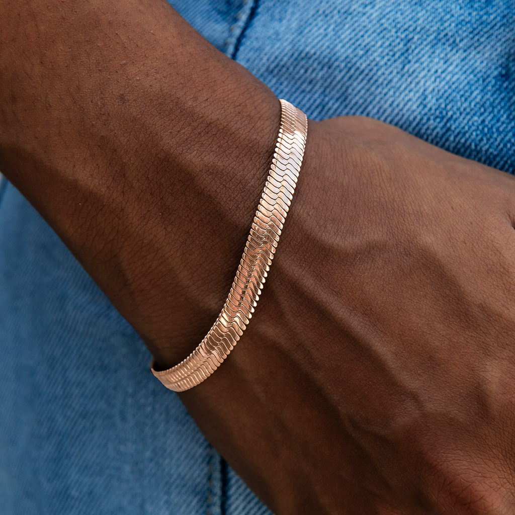 Herringbone Bracelet in Rose Gold - 8mm