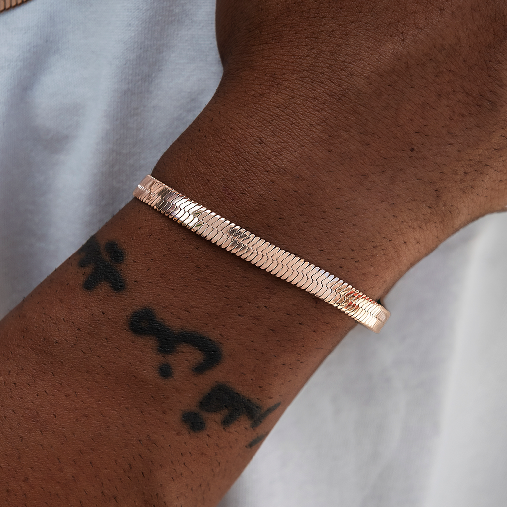 Herringbone Bracelet in Rose Gold - 8mm