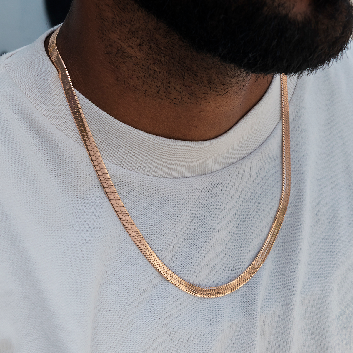 Herringbone Chain in Rose Gold- 6mm