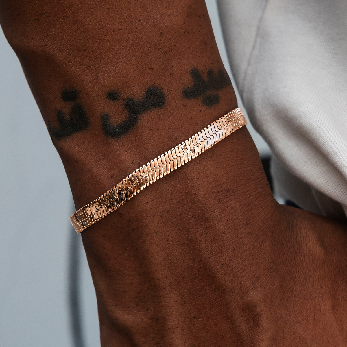 Herringbone Bracelet in Rose Gold - 6mm