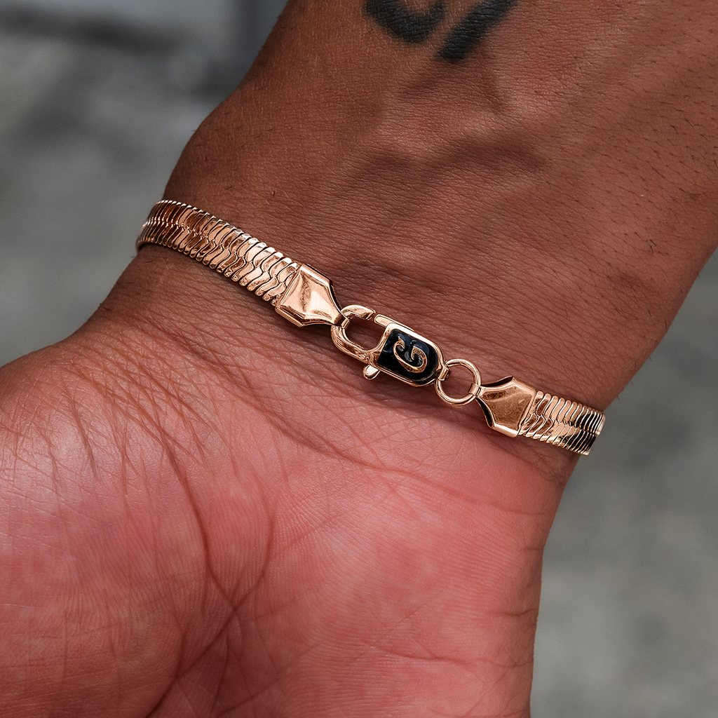 Herringbone Bracelet in Rose Gold - 8mm