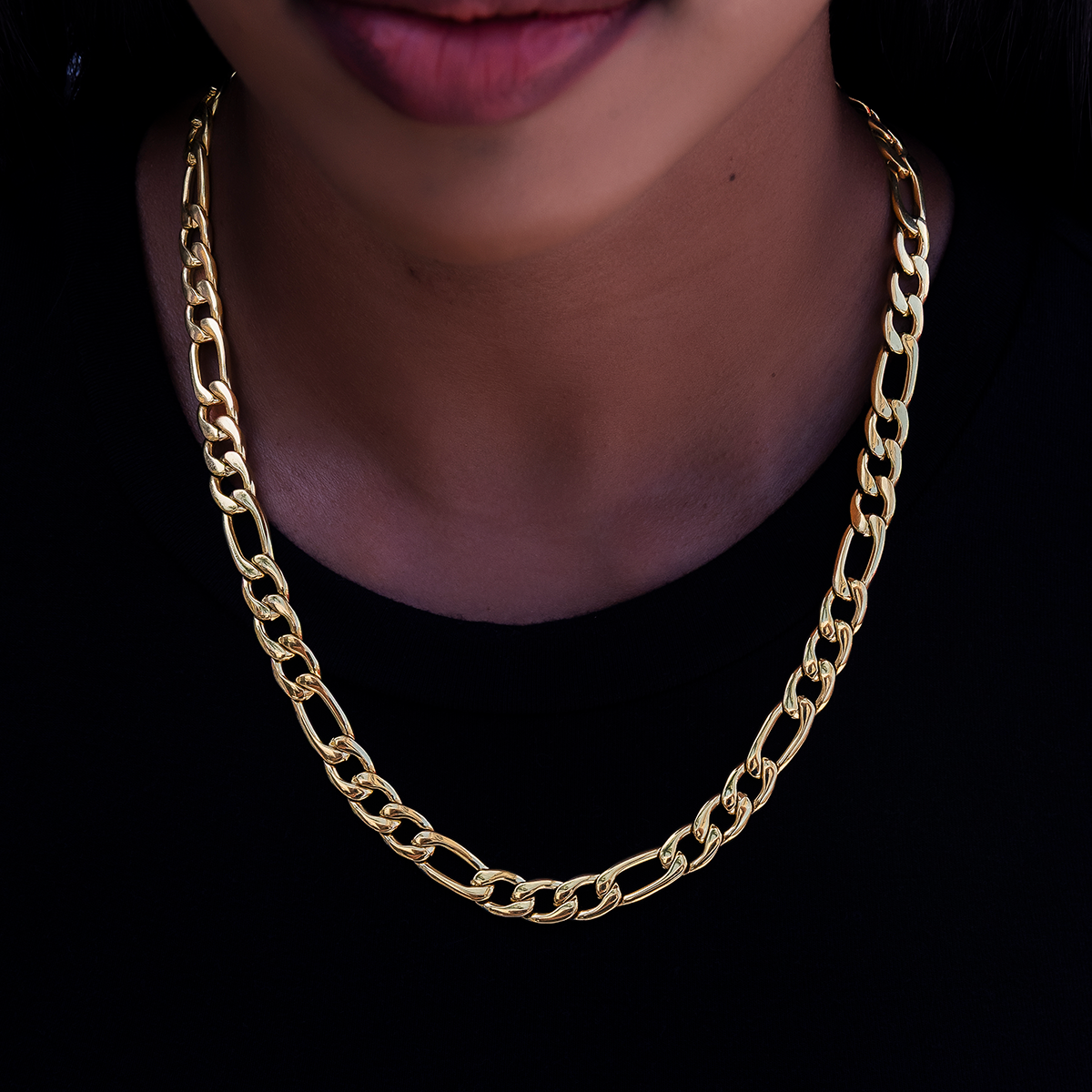Figaro Necklace in Yellow Gold- 9mm
