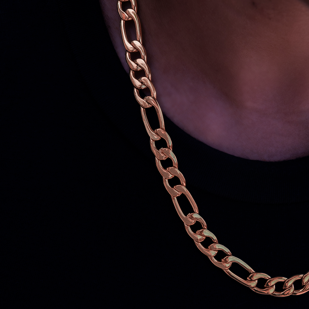 Figaro Necklace in Rose Gold- 9mm