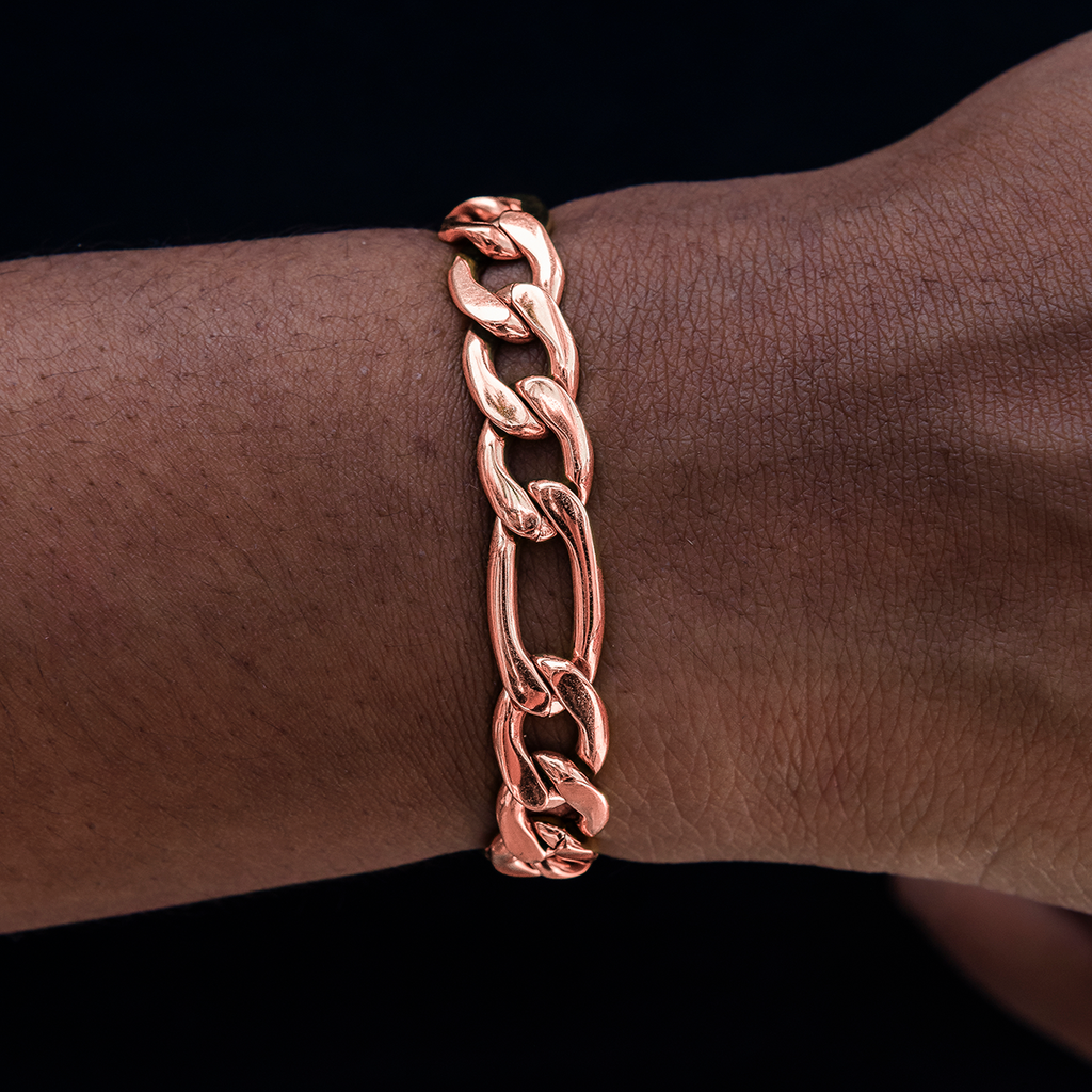 Figaro Chain Bracelet in Rose Gold- 9mm