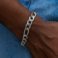 Figaro Chain Bracelet in White Gold- 9mm