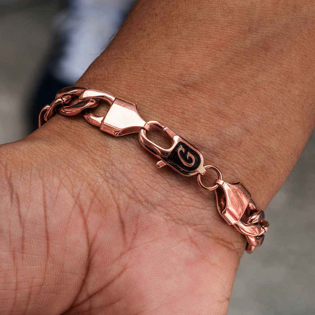 Figaro Chain Bracelet in Rose Gold- 9mm