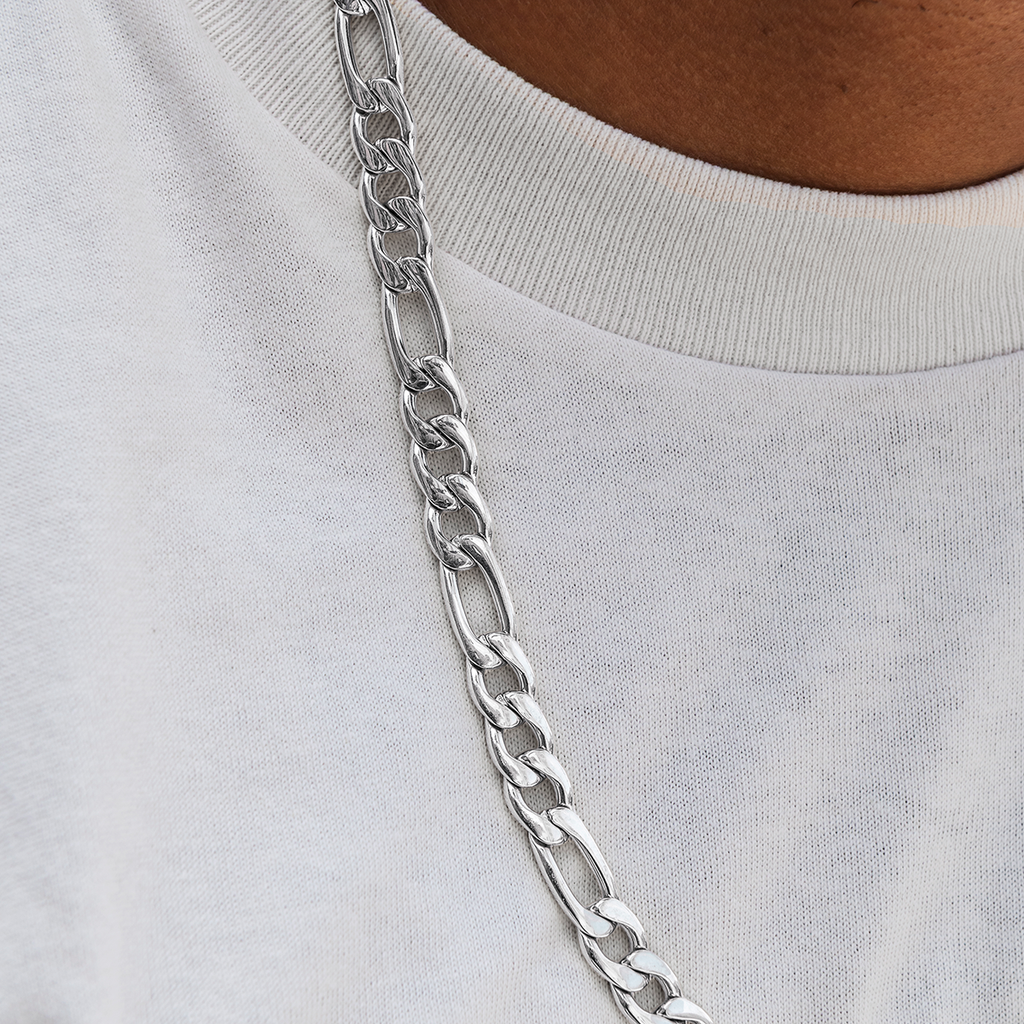 Figaro Chain in White Gold- 9mm