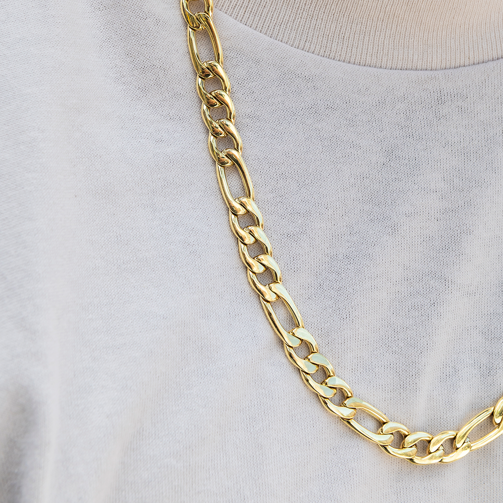 Figaro Chain in Yellow Gold- 9mm