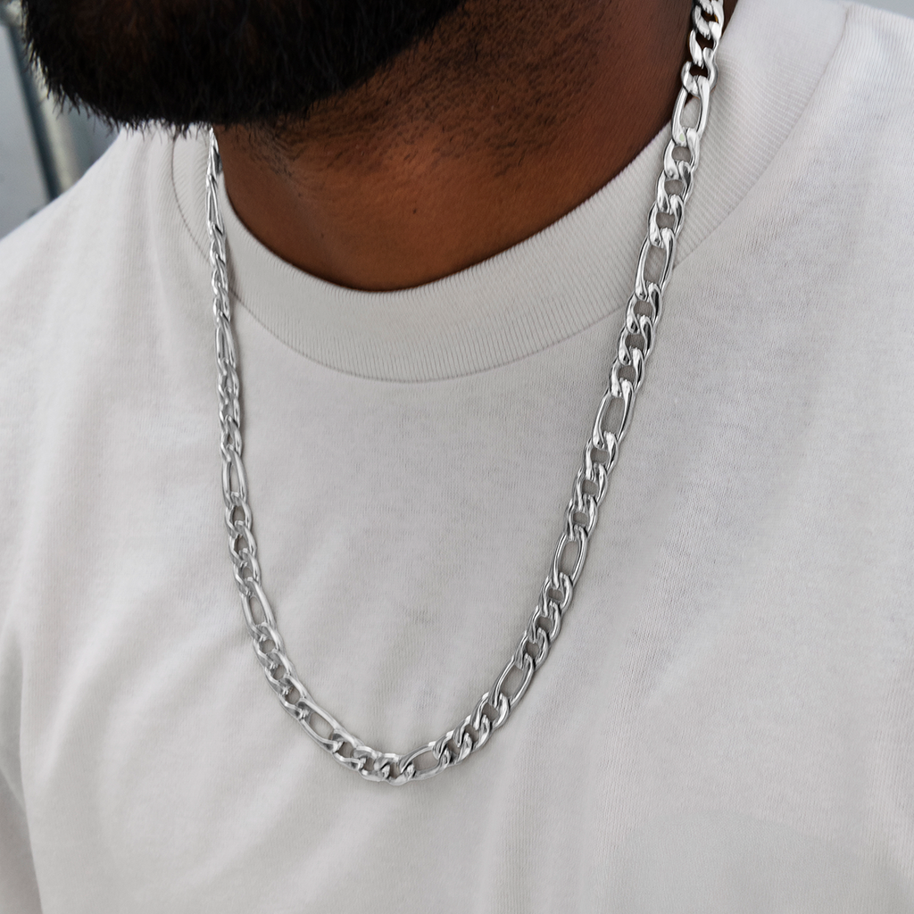 Figaro Chain in White Gold- 9mm