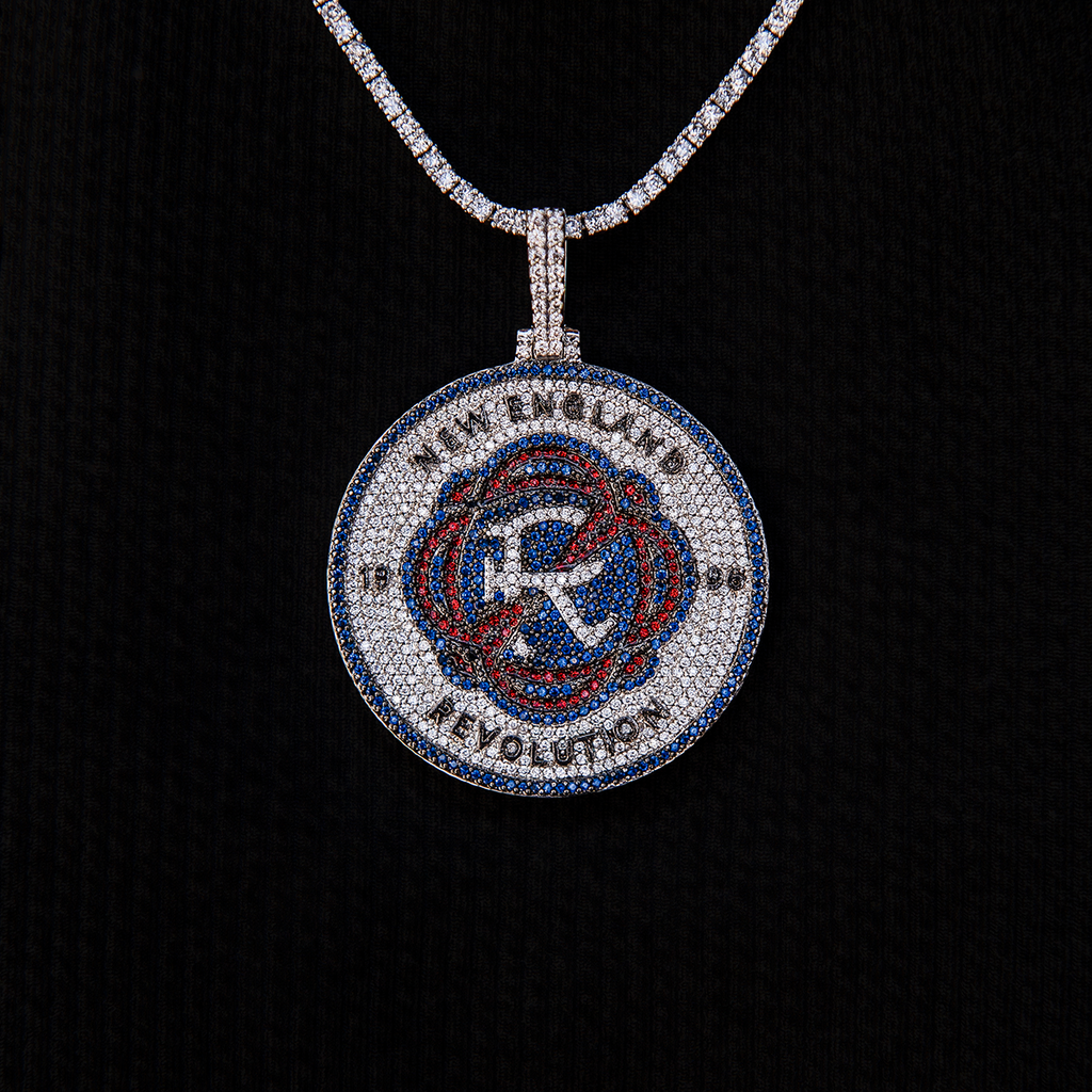 New England Revolution Official MLS Logo Pendant in White Gold
