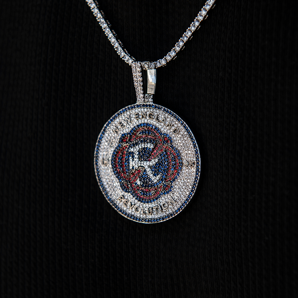 New England Revolution Official MLS Logo Pendant in White Gold