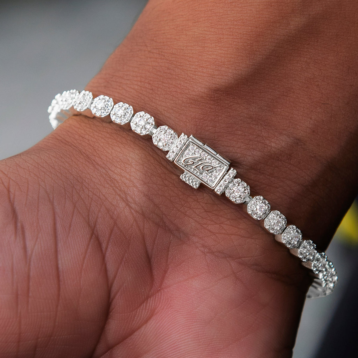 Iced Mini Clustered Tennis Bracelet in White Gold