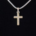 Iced Rope Mix Cross Pendant in Yellow Gold