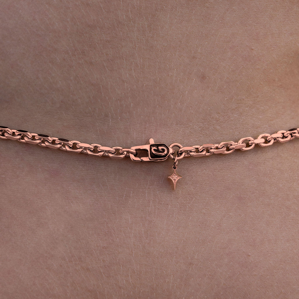 3.6MM Open Box Necklace in Rose Gold